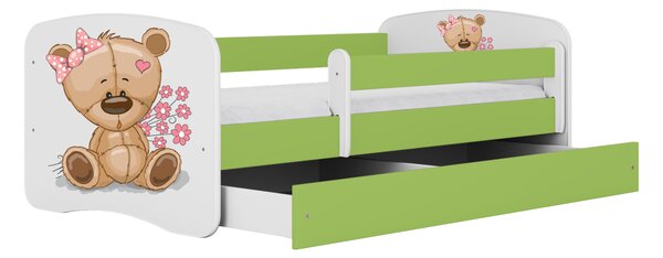 Kocot kids Detská posteľ Babydreams medvedík s motýlikmi zelená, variant 70x140, bez šuplíků, bez matrace