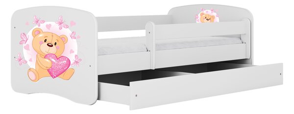 Kocot kids Detská posteľ Babydreams medvedík s motýlikmi biela, variant 70x140, bez šuplíků, bez matrace