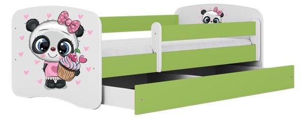 Kocot kids Detská posteľ Babydreams panda zelená, variant 70x140, bez šuplíků, bez matrace