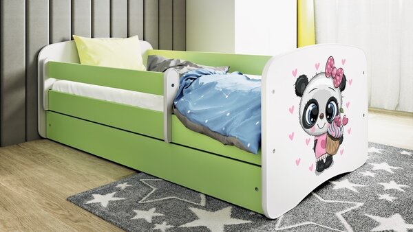 Kocot kids Detská posteľ Babydreams panda zelená, variant 70x140, bez šuplíků, bez matrace