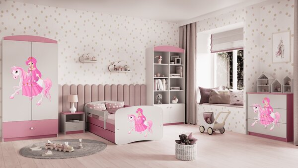 Kocot kids Detská posteľ Babydreams princezná na koni ružová, variant 70x140, bez šuplíků, bez matrace