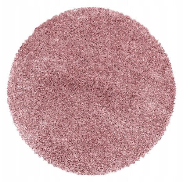 Ayyildiz, Kusový koberec Fluffy Shaggy 3500 rose kruh, 80x80 (priemer) kruh, ružová, obývacia izba