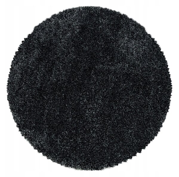 Ayyildiz , Kusový koberec Fluffy Shaggy 3500 anthrazit kruh, 80x80 (priemer) kruh, šedá, obývacia izba
