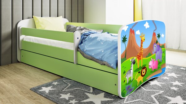 Kocot kids Detská posteľ Babydreams safari zelená, variant 70x140, bez šuplíků, bez matrace