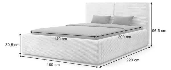 Čalúnená manželská posteľ s úložným priestorom Inez 140x200 - smotanová