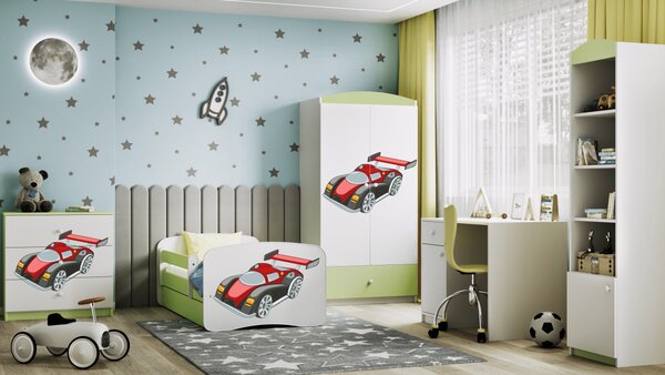 Kocot kids Detská posteľ Babydreams závodné auto zelená, variant 70x140, bez šuplíků, bez matrace