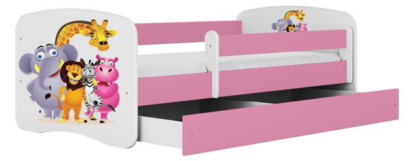 Kocot kids Detská posteľ Babydreams ZOO ružová, variant 70x140, bez šuplíků, bez matrace