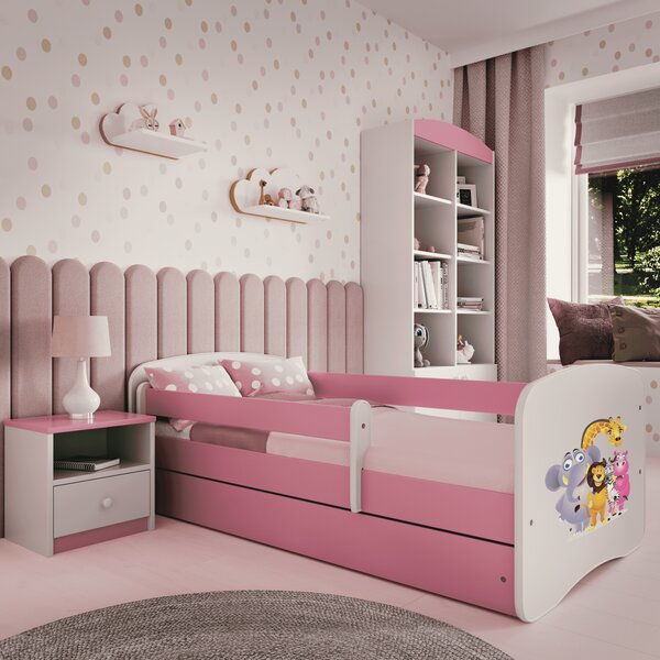 Kocot kids Detská posteľ Babydreams ZOO ružová, variant 70x140, bez šuplíků, bez matrace