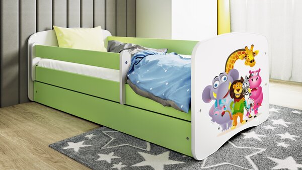 Kocot kids Detská posteľ Babydreams ZOO zelená, variant 70x140, bez šuplíků, bez matrace