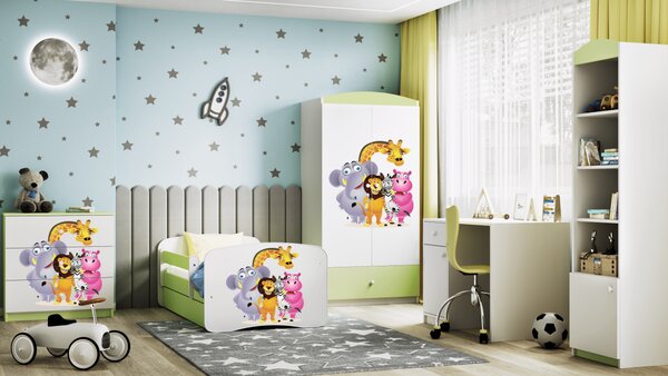 Kocot kids Detská posteľ Babydreams ZOO zelená, variant 70x140, bez šuplíků, bez matrace