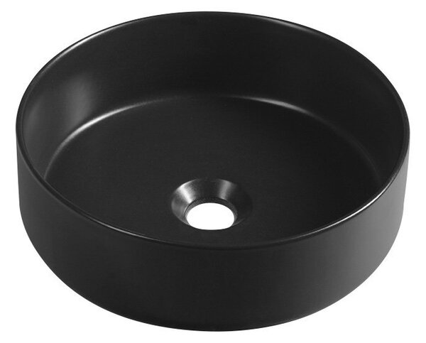Isvea INFINITY ROUND keramické umývadlo na dosku, priemer 36cm, čierna mat