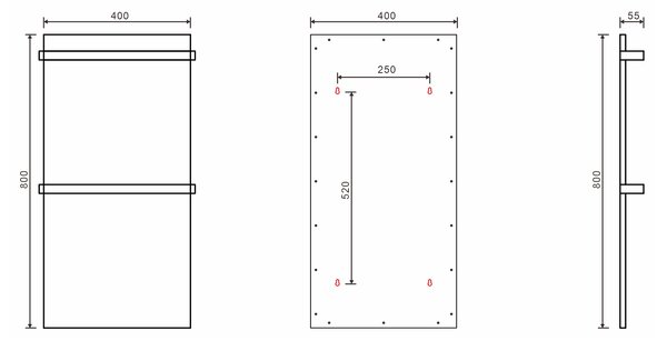 Sapho Sapho, ELMIS Elektrický sušiak uterákov 400x800mm, 120W, hliník, antracit, EB430