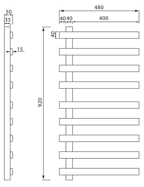 Sapho Sapho, ELCOR elektrický sušiak uterákov 480x920x50 mm, 128 W, čierna mat, EB460