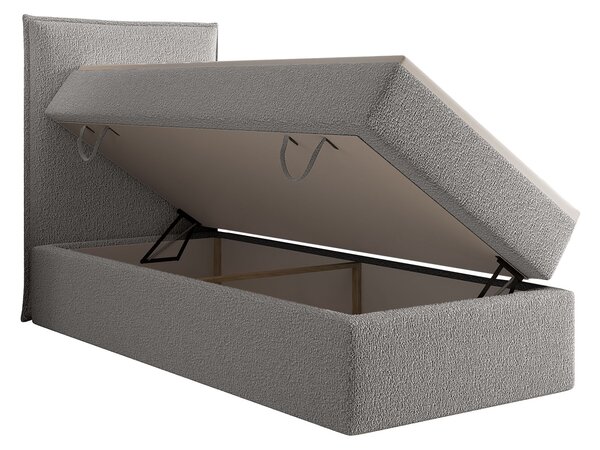 Čalúnená boxspringová jednolôžková posteľ Seleno 90x200 - svetlosivá