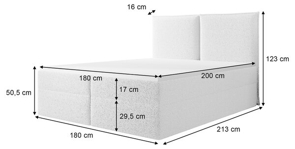 Čalúnená boxspring manželská posteľ Seleno 180x200 - smotanová