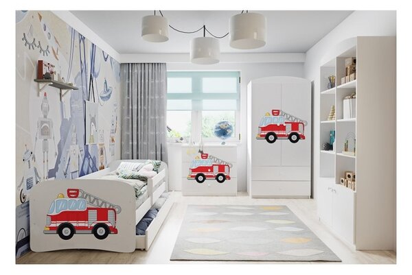 Kocot kids Detská skriňa Babydreams 90 cm hasičské auto biela