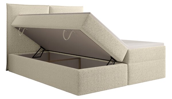 Čalúnená boxspring manželská posteľ Seleno 180x200 - smotanová