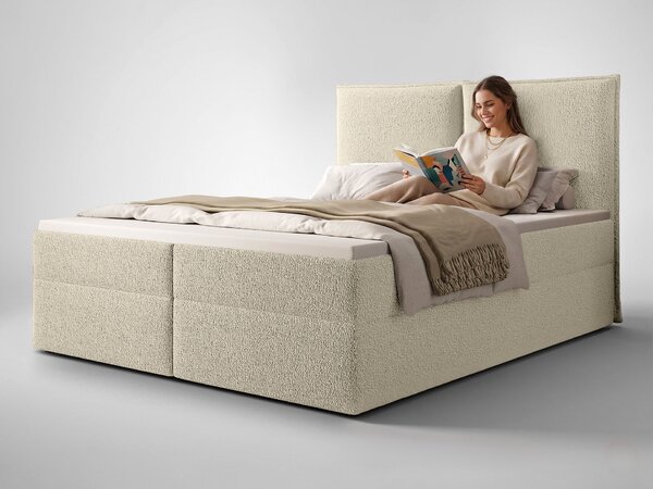 Čalúnená boxspring manželská posteľ Seleno 180x200 - smotanová