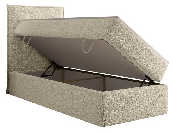 Čalúnená boxspringová jednolôžková posteľ Seleno 90x200 - smotanová