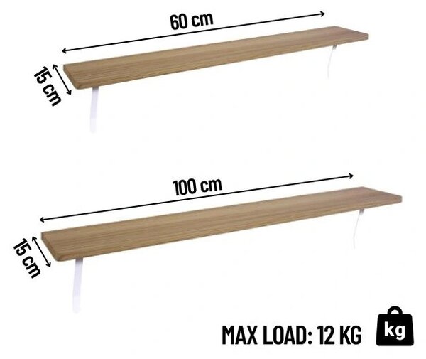 Radifloat™ Nástenná Polička Na Radiátor, Biely dub 60 cm