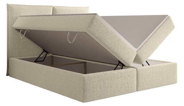 Čalúnená boxspring manželská posteľ Seleno 180x200 - smotanová