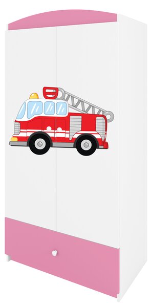 Kocot kids Detská skriňa Babydreams 90 cm hasičské auto ružová