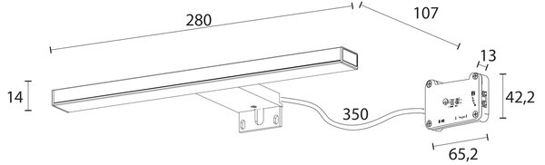 Sapho Sapho, ESTHER 2 LED svietidlo, 6W, 280x14x107mm, čierna, E27679CI
