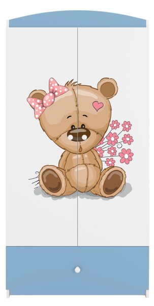 Kocot kids Detská skriňa Babydreams 90 cm medvedík s kvietkami modrá
