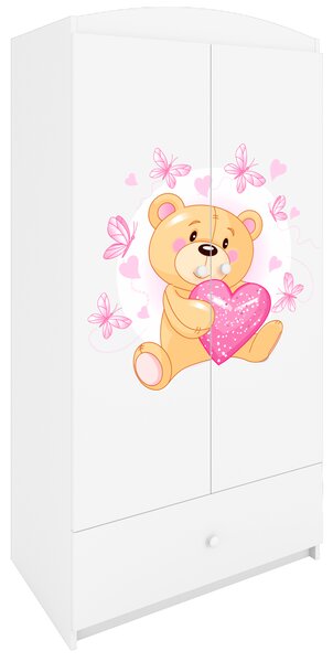 Kocot kids Detská skriňa Babydreams 90 cm medvedík s motýlikmi biela