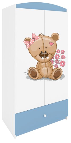 Kocot kids Detská skriňa Babydreams 90 cm medvedík s kvietkami modrá