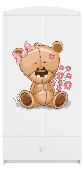 Kocot kids Detská skriňa Babydreams 90 cm medvedík s kvietkami biela