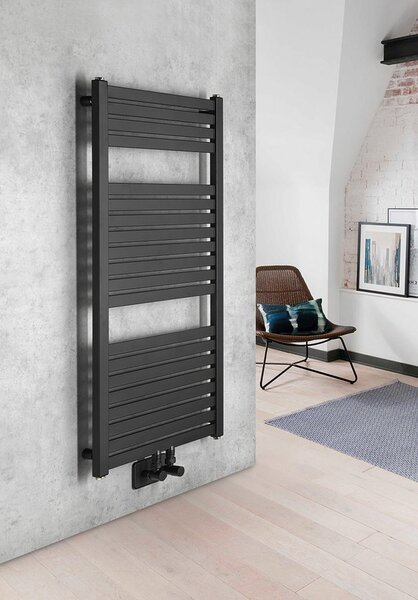 Aqualine Aqualine, TONDI vykurovacie teleso 450x970 mm, stredové pripojenie, čierna matná, DT456T