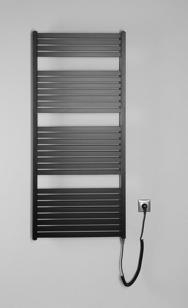 Aqualine Sapho, TONDI-E elektrické vykurovacie teleso, rovné, 600x1330 mm, 600W, čierna matná