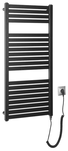 Aqualine Sapho, TONDI-E elektrické vykurovacie teleso, rovné, 450x970 mm, 300W, čierna matná