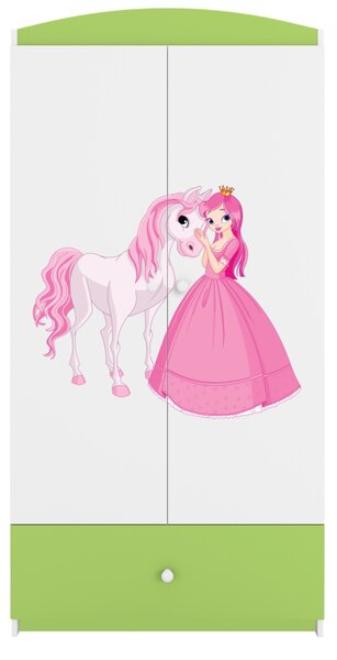 Kocot kids Detská skriňa Babydreams 90 cm princezná a poník zelená