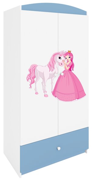 Kocot kids Detská skriňa Babydreams 90 cm princezná a poník modrá