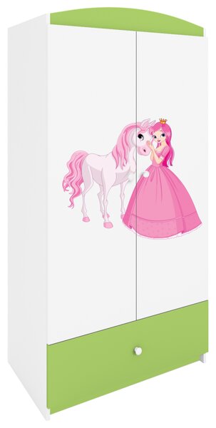 Kocot kids Detská skriňa Babydreams 90 cm princezná a poník zelená