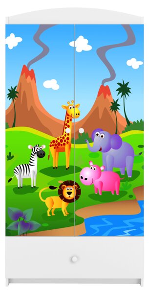 Kocot kids Detská skriňa Babydreams 90 cm safari biela