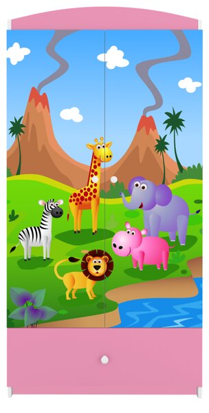 Kocot kids Detská skriňa Babydreams 90 cm safari ružová