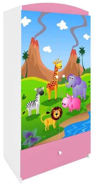 Kocot kids Detská skriňa Babydreams 90 cm safari ružová