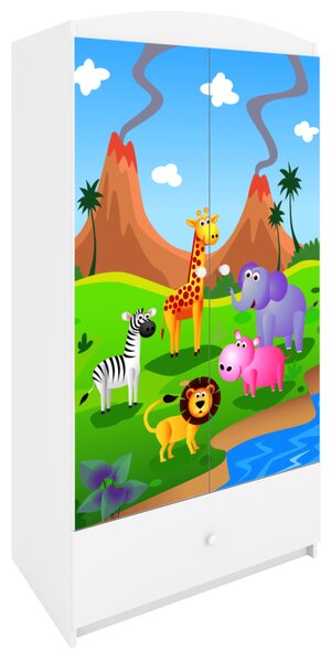 Kocot kids Detská skriňa Babydreams 90 cm safari biela