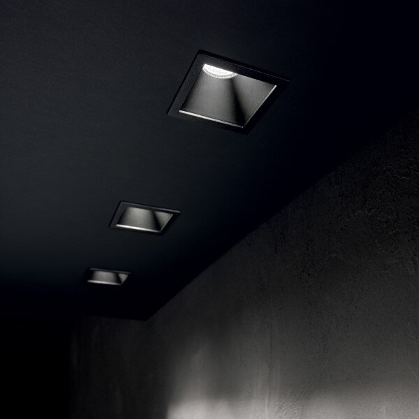 Ideal lux 192383 GAME SQUARE zápustné svietidlo 84x84mm LED 11W 950/660lm 3000K čierna, UGR<19