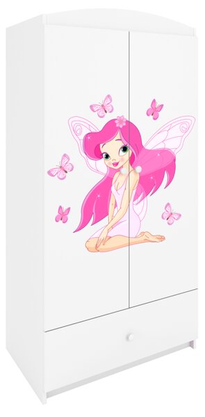 Kocot kids Detská skriňa Babydreams 90 cm víla s motýlikmi biela