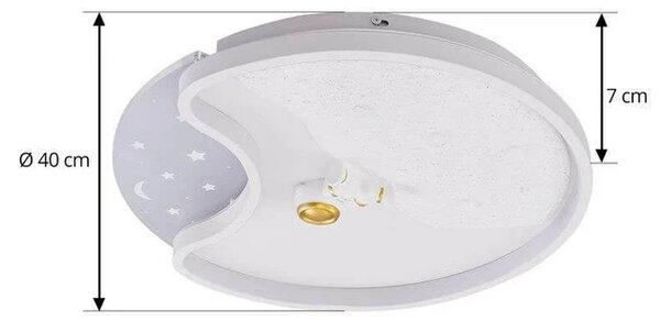 Lindby - Kosmo Moon LED Stropné Lampa Biela