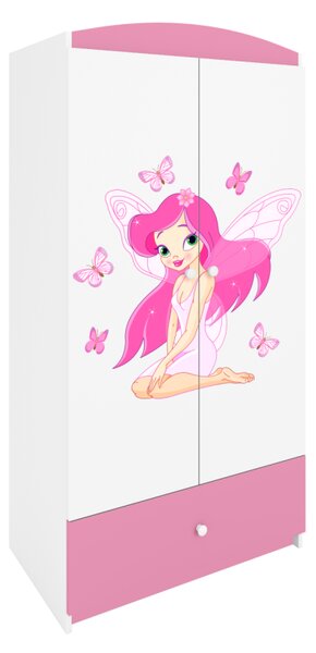 Kocot kids Detská skriňa Babydreams 90 cm víla s motýlikmi ružová