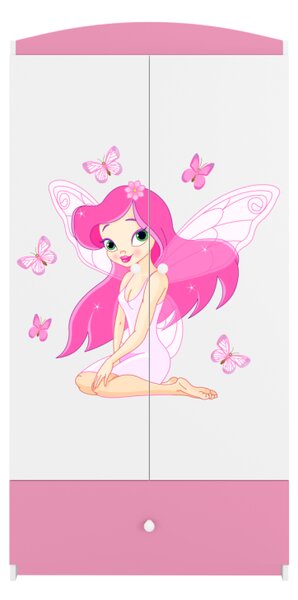 Kocot kids Detská skriňa Babydreams 90 cm víla s motýlikmi ružová