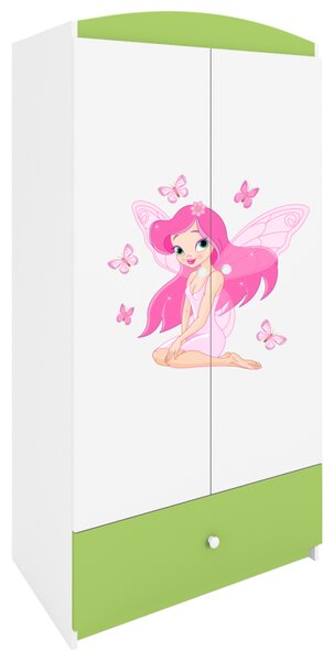 Kocot kids Detská skriňa Babydreams 90 cm víla s motýlikmi zelená