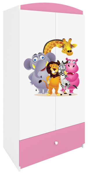 Kocot kids Detská skriňa Babydreams 90 cm ZOO ružová