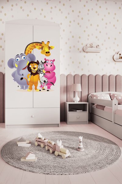 Kocot kids Detská skriňa Babydreams 90 cm ZOO biela