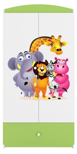 Kocot kids Detská skriňa Babydreams 90 cm ZOO zelená